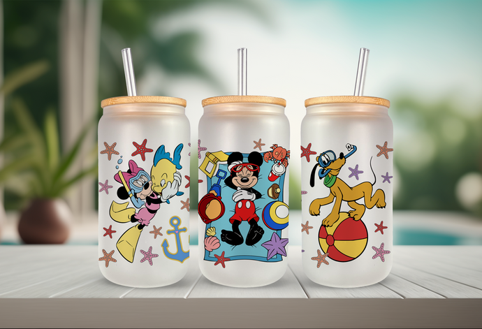 Summer friends Frosted 16 oz Glass Can