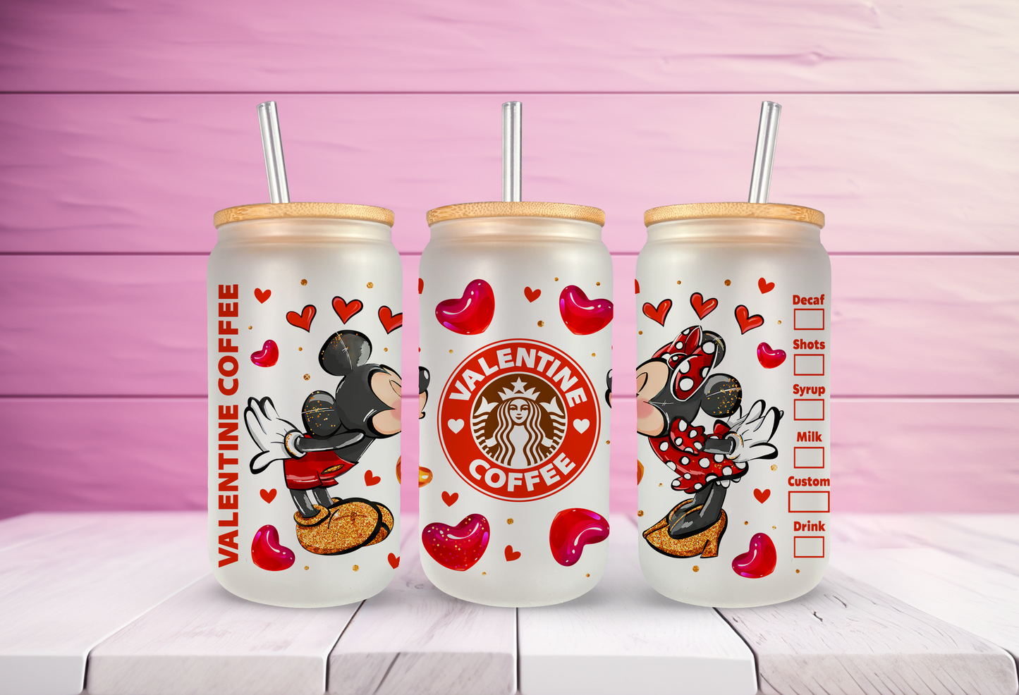 Vday Coffee Frosted 16 oz Glass Can