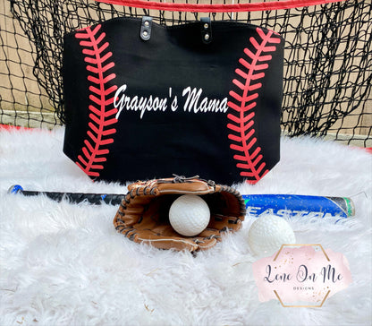 Baseball Tote Bag W/Personalization
